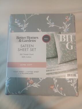 Better Homes And Gardens Sage Floral Sateen Sheet Set